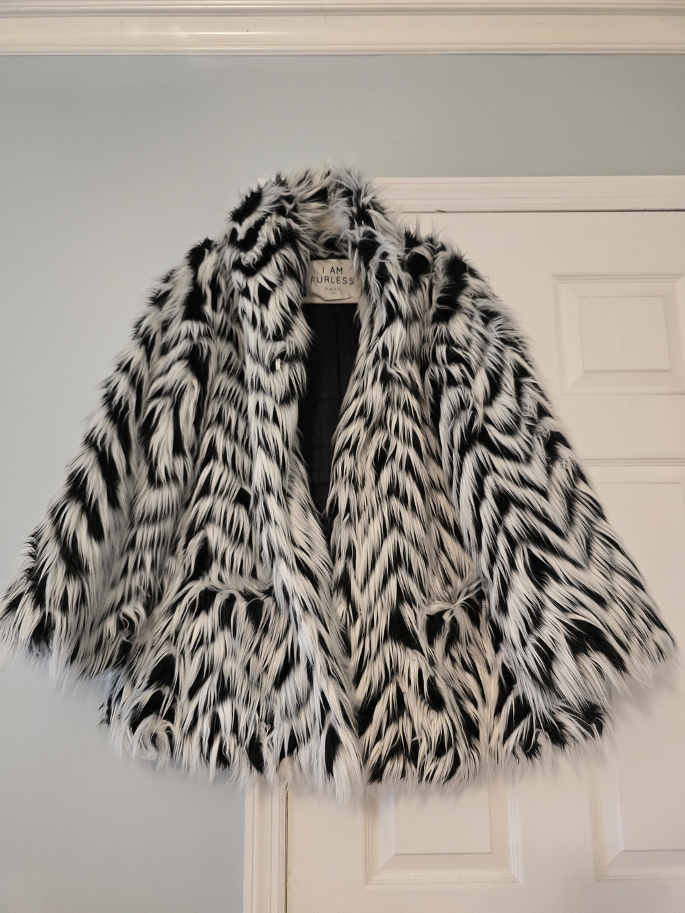 Marei 1998 Black & White Faux Fur Coat